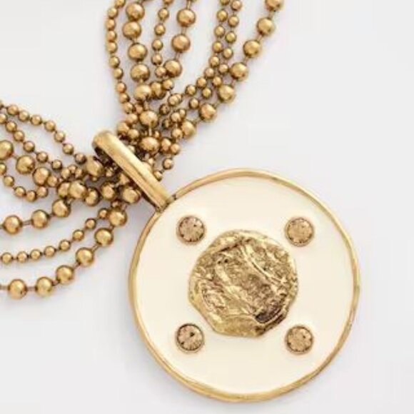 NWT CHICO'S White Enamel Pendant Necklace. - Picture 2 of 3